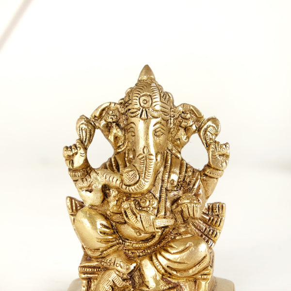 Lord Ganesh Pure Brass Statue For Puja Room 9cm