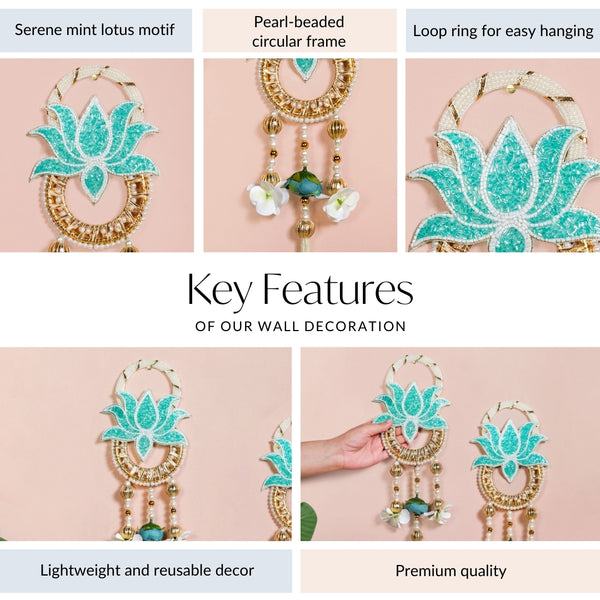 Lotus Bloom Wall Hanging Set Of 2 Mint Blue