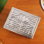 Lotus Design Rectangle Puja Chowki Silver