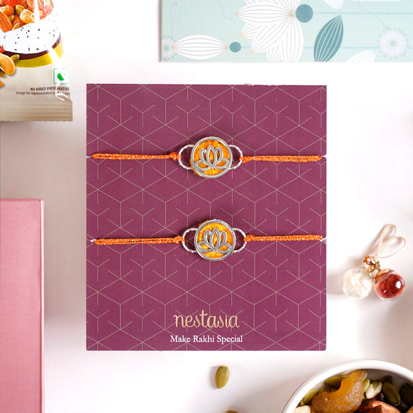 Lotus Rakhi Gift Set Of 4 With Box And Card