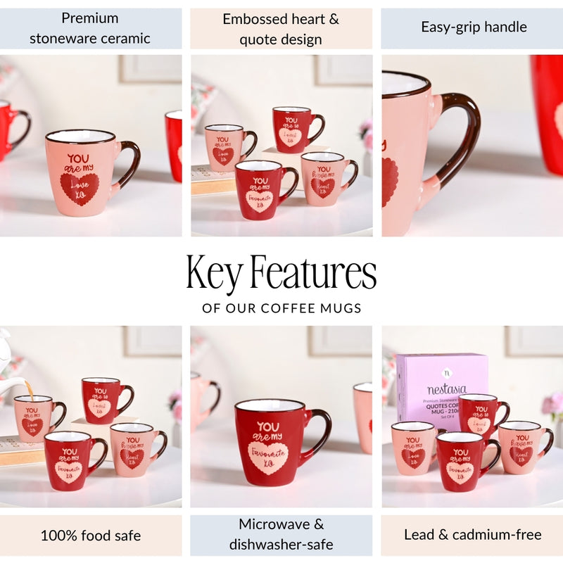 Love Note XO Ceramic Mug Set Of 4 210ml