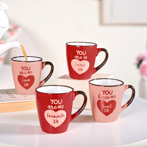 Love Note XO Ceramic Mug Set Of 4 210ml