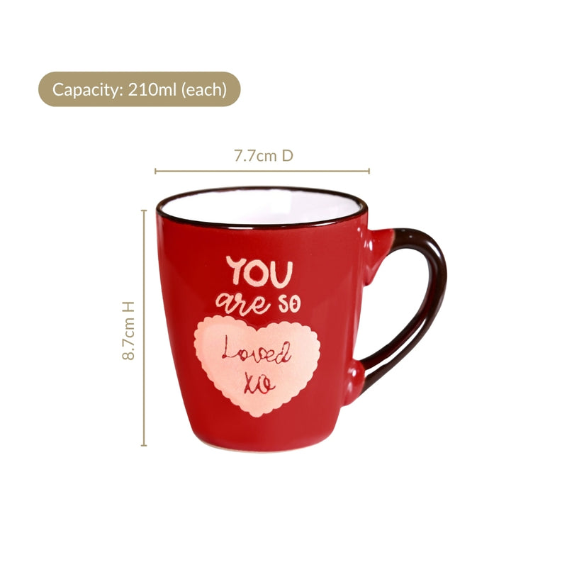 Love Note XO Ceramic Mug Set Of 4 210ml