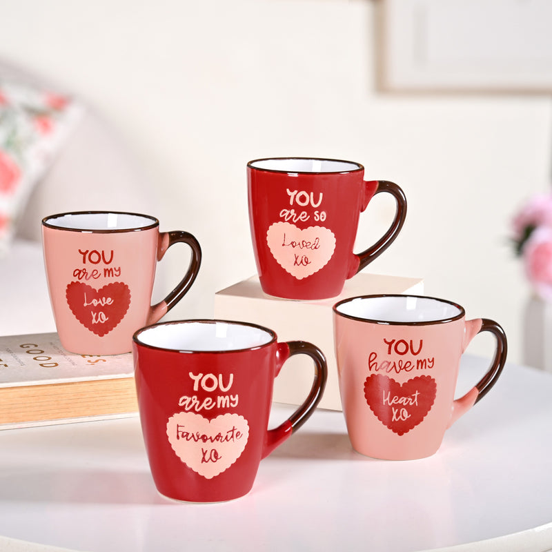 Love Note XO Ceramic Mug Set Of 4 210ml