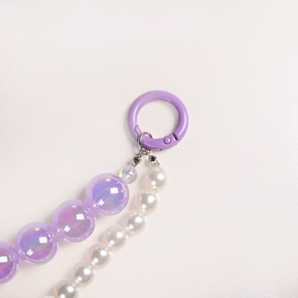 Lucky Lavender Pearl Beaded Keyring