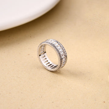 Luminous Cascade Silver Band Ring