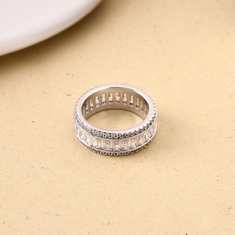 Luminous Cascade Silver Band Ring