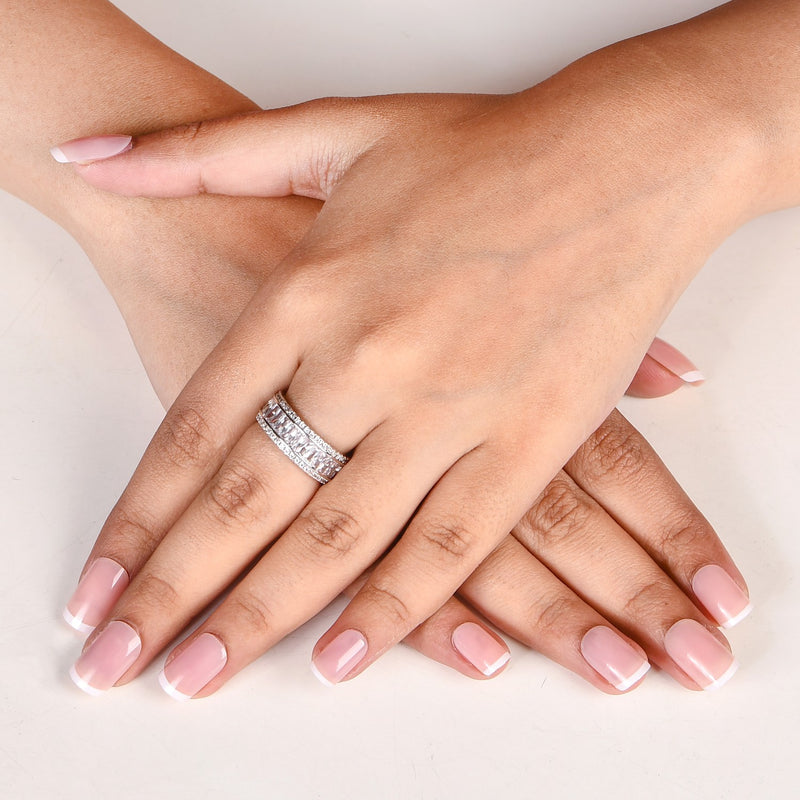 Luminous Cascade Silver Band Ring