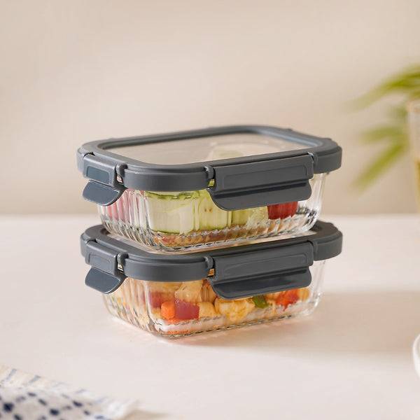 Glass Lock Microwave Oven Safe Container Set Of 2 370ml