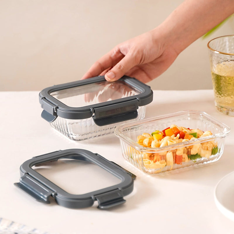 Glass Lock Microwave Oven Safe Container Set Of 2 370ml