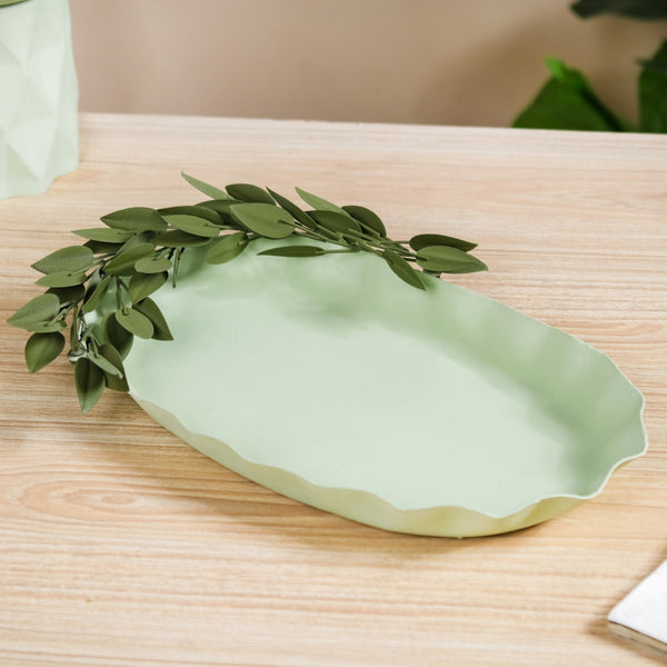 Green Garden Decorative Metal Tray 14x8 Inch