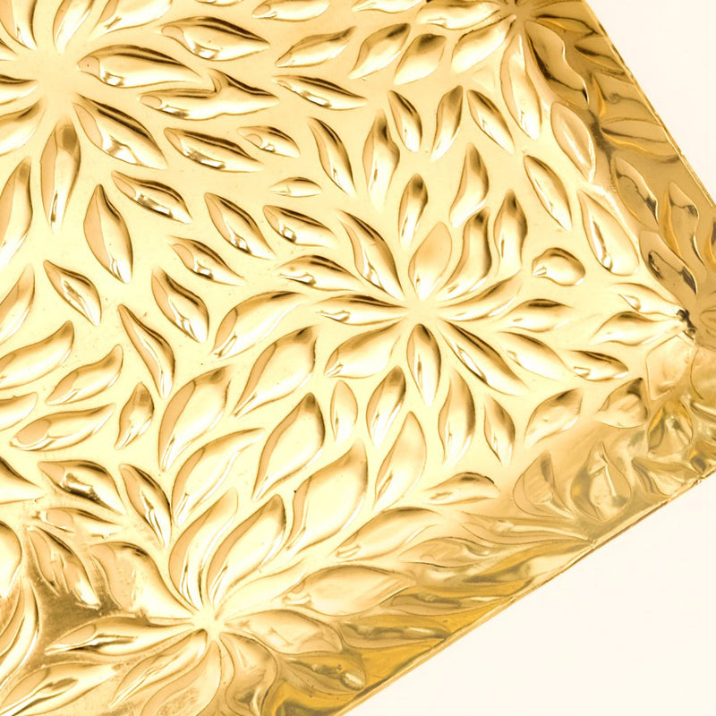 Luxe Lustre Embossed Decorative Square Tray