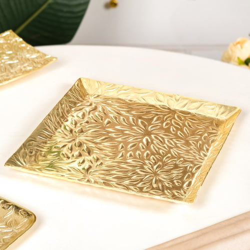 Luxe Lustre Embossed Decorative Square Tray