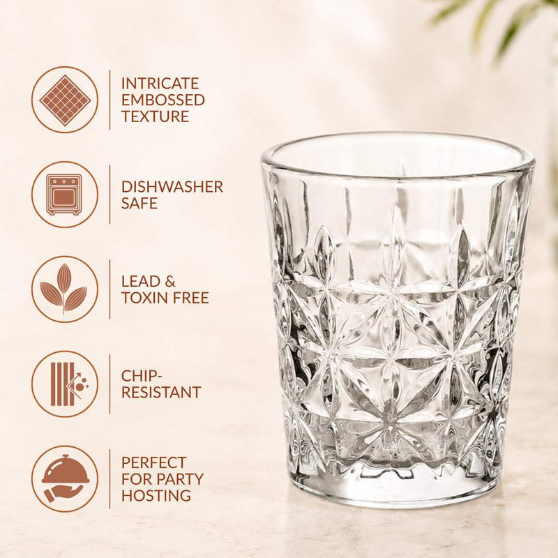 Luxe Embossed Shot Glass Set Of 12 55ml