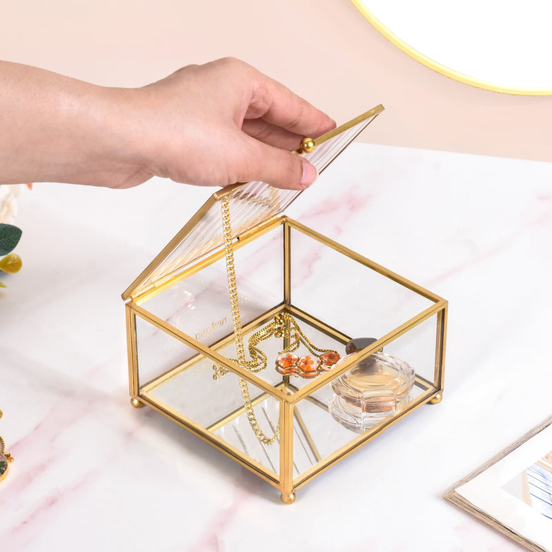 Compact Fluted Lid Vanity Box