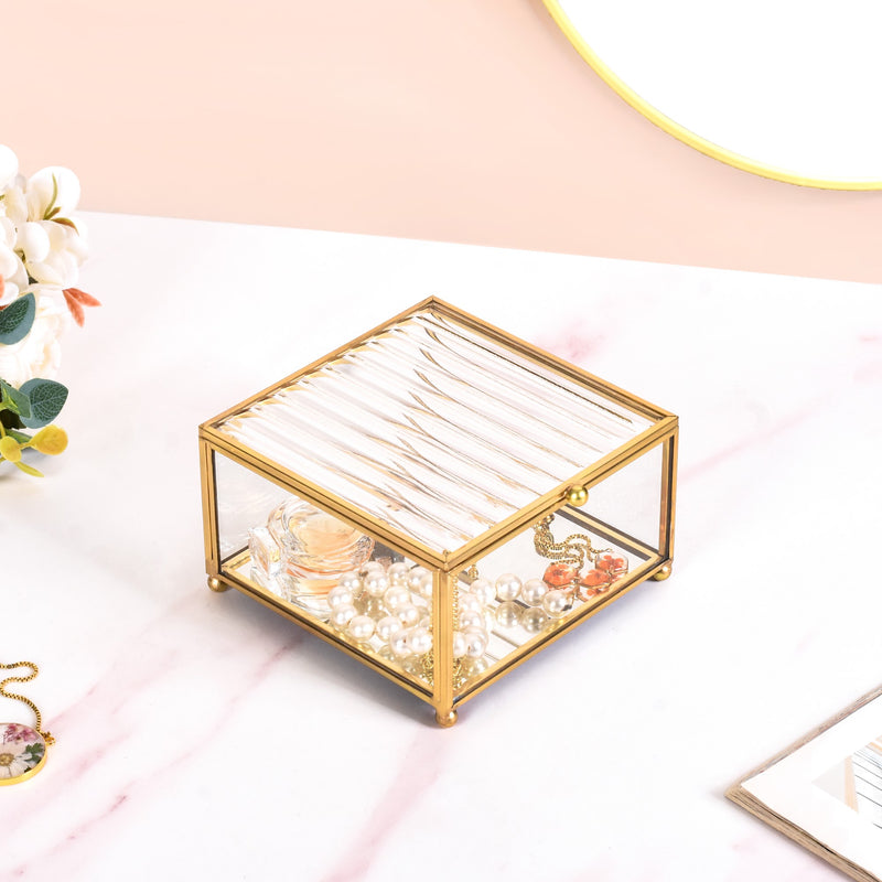 Compact Fluted Lid Vanity Box