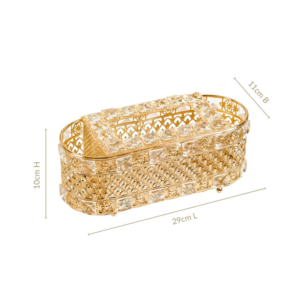 Luxe Gold Tissue Box With Compartments