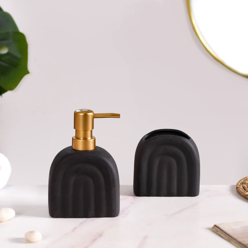 Chic Matte Finish Ceramic Bath Of 2 Set Black