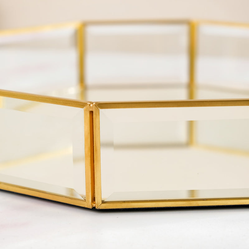 Crystal Glam Vanity Makeup Tray Large- Decagon Crystal Tray, Glam Vanity Tray, Large Makeup Tray, Crystal Vanity Tray