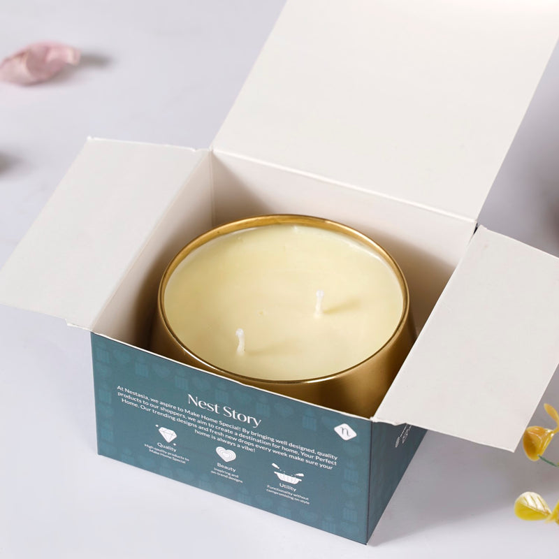 Floral Gold Double Wick Scented Candle Set Of 2 - Double Wick Scented Candle, Scented Candle Set, Floral Scented Candle, Set of 2 Candles