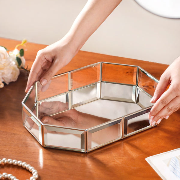 Glam Mirror Decorative Tray Silver