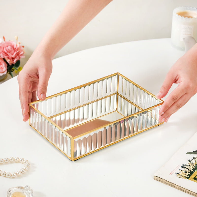 Modern Gold Bordered Decorative Tray Small