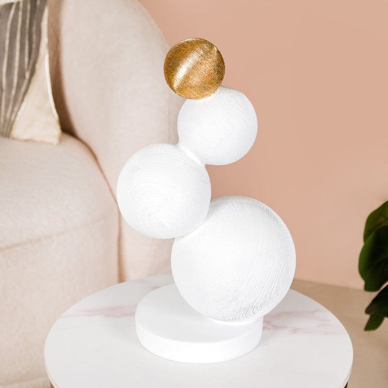 Molecular Geometric Sculpture White And Gold