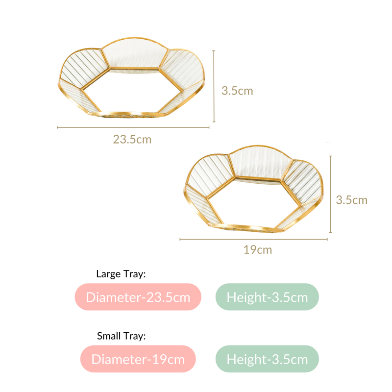 Nested Floral Mirrored Vanity Makeup Trays Set Of 2
