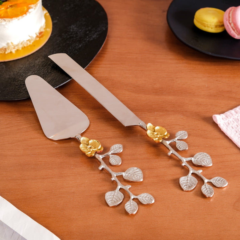 Rose Garden Cake Knife And Server Set Of 2