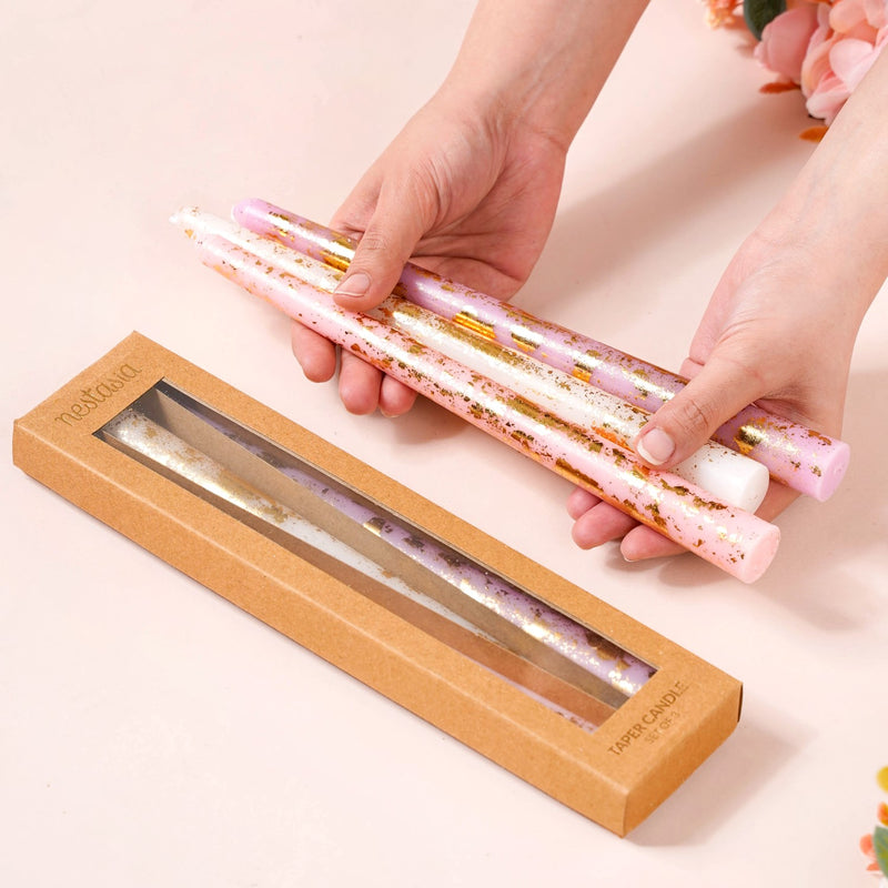 Pastel Dreams Gold Foil Candles Set Of 6