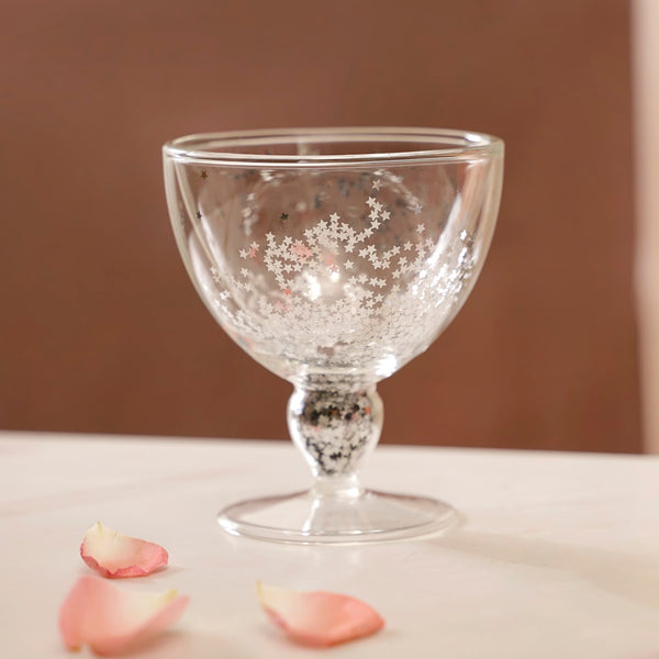 Shimmering Double Wall Stemmed Glass Goblet Set Of 2 250ml