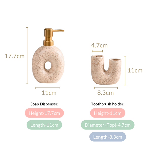 Stone Texture Modern Bathroom Set Of 2 Sand