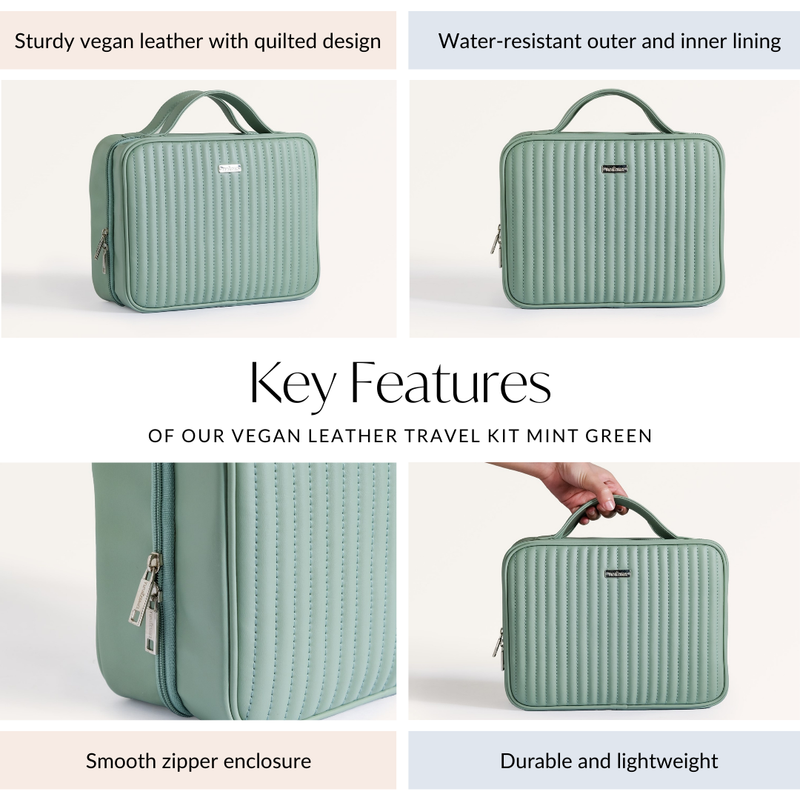 Vegan Leather Travel Kit Green