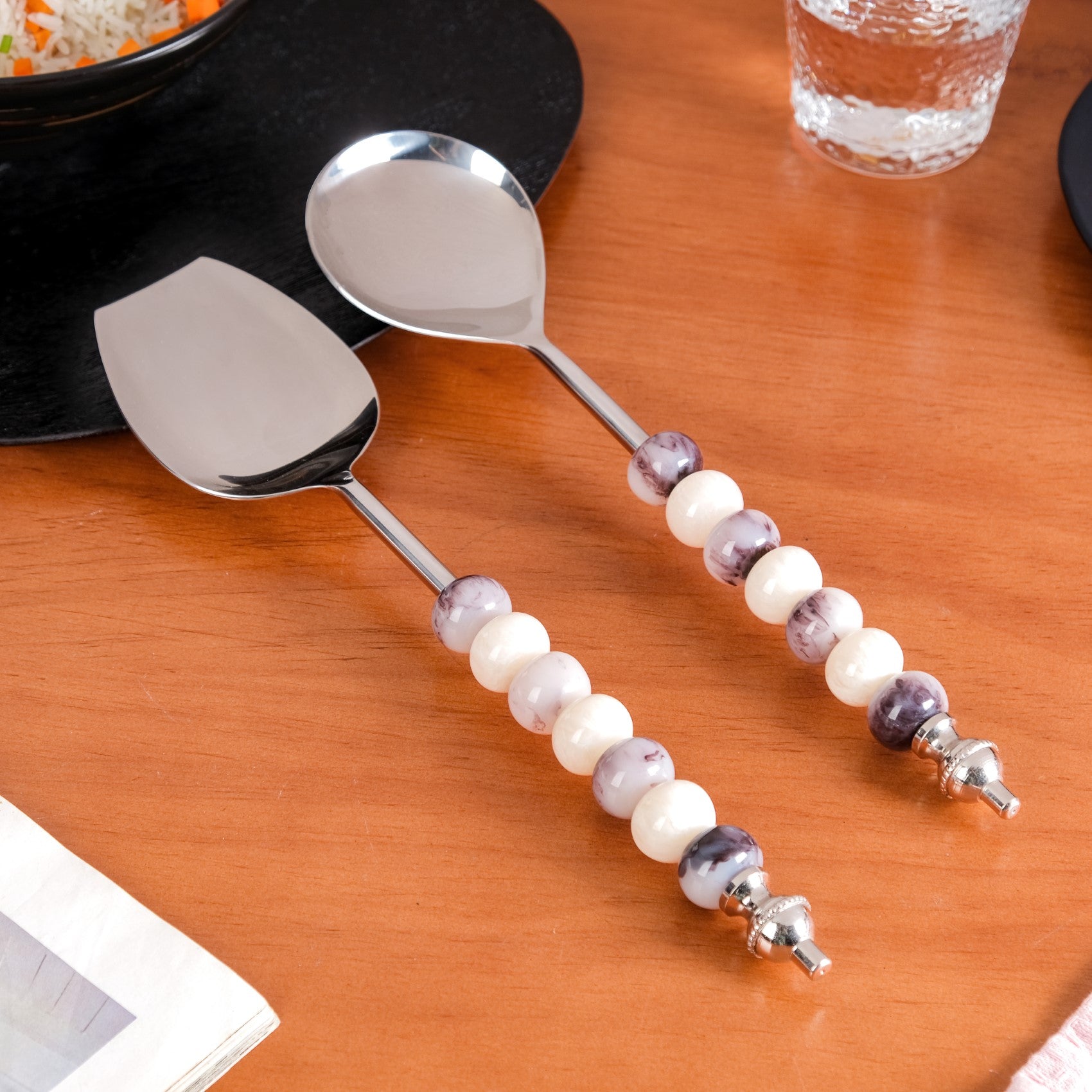 Luxury Marble Accent Serving Spoon Set Of 2 Online Premium Serving Luxury marble accent serving spoon set of 2 online premium serving