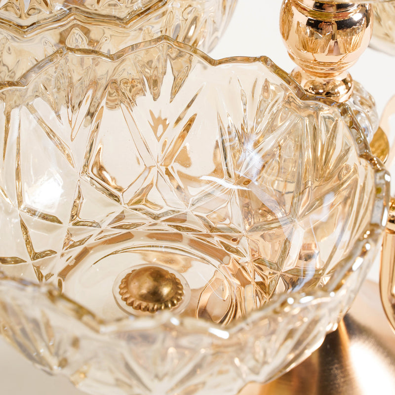 Luxury Glass Bowl Set With 360° Rotating Metal Stand