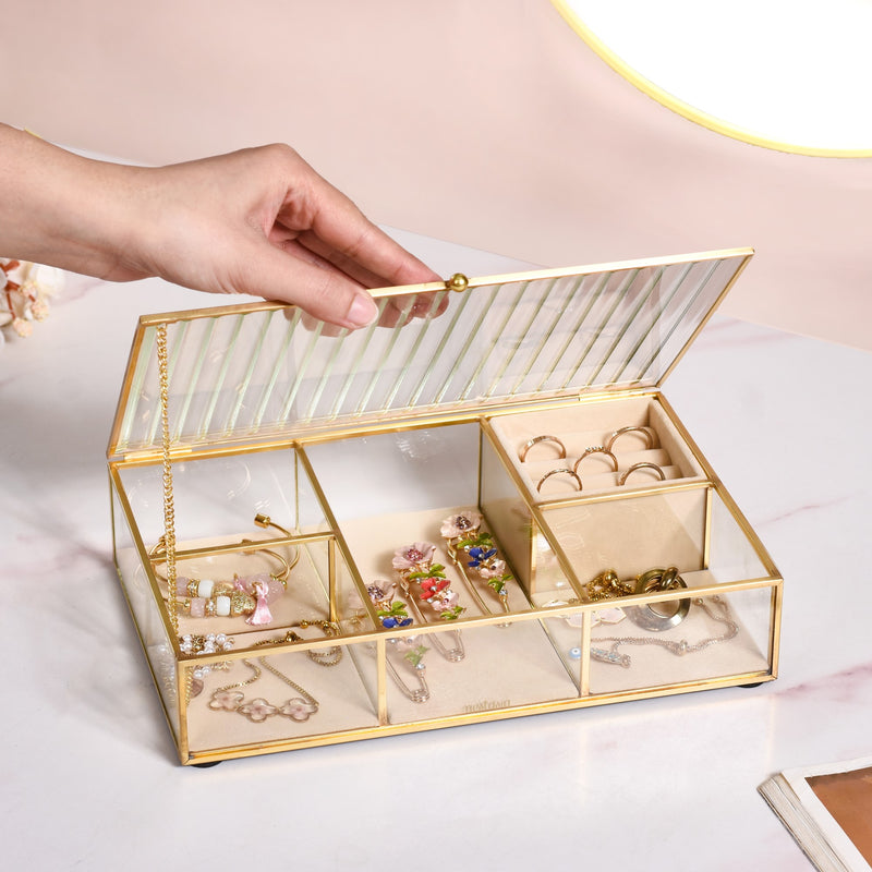 Multicompartment Velvet Cushioned Jewellery Box