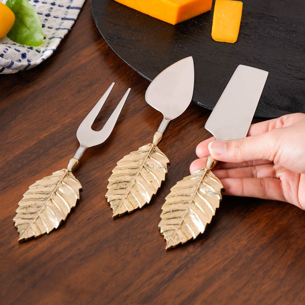 Luxury Leaf Design Cheese Knife Set Of 3