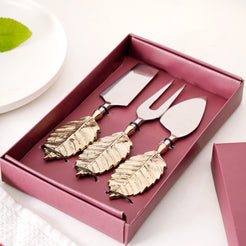 Leaf Design Premium Cheese Knife Set Of 3