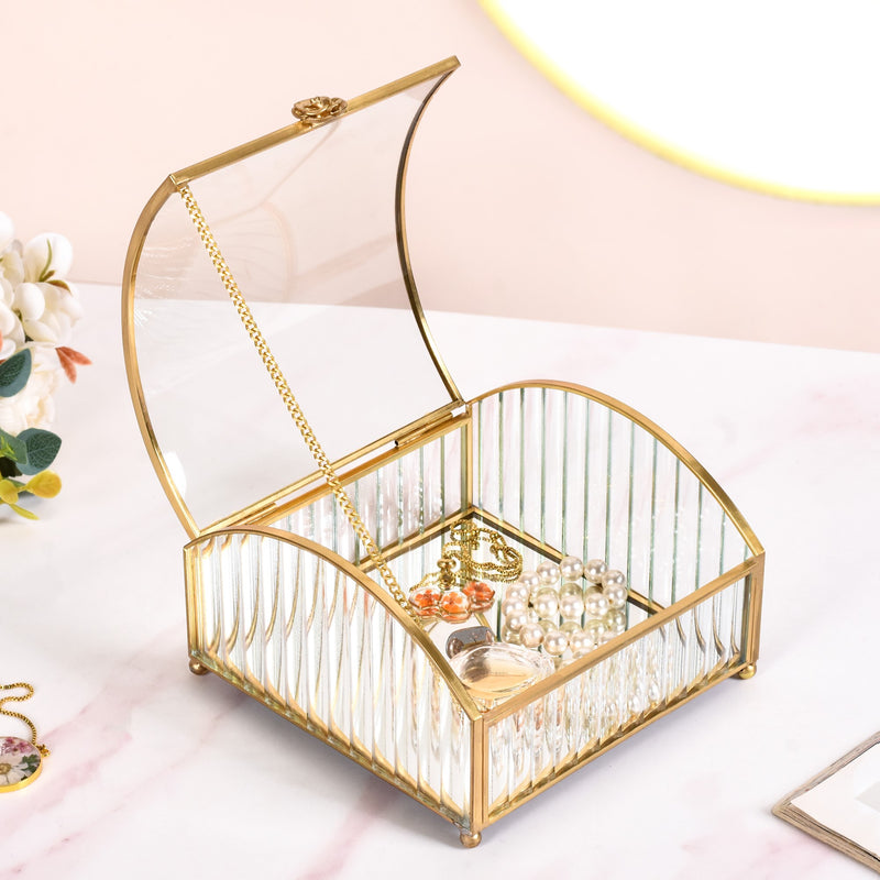 Mirrored Base Treasure Chest Jewellery Box