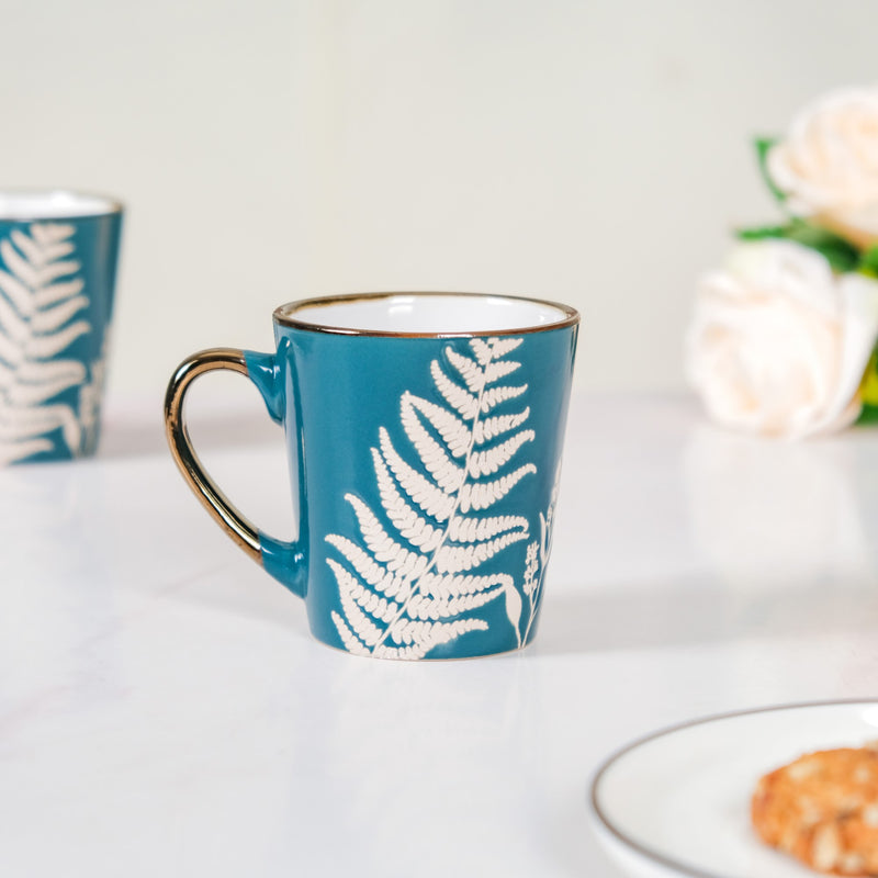 Chai Tea Latte Mug Set of 6 Teal 200ml - Tea cups, tea cup set, ceramic tea cups, printed tea cups, tea cup set of 6