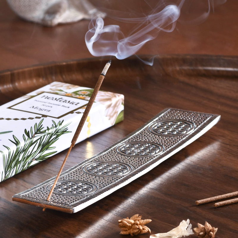 Rectangular Metal Agarbatti Stand With Mogra Incense Sticks