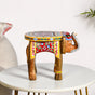 Handpainted Artistry Natural Mango Wood Elephant Riser