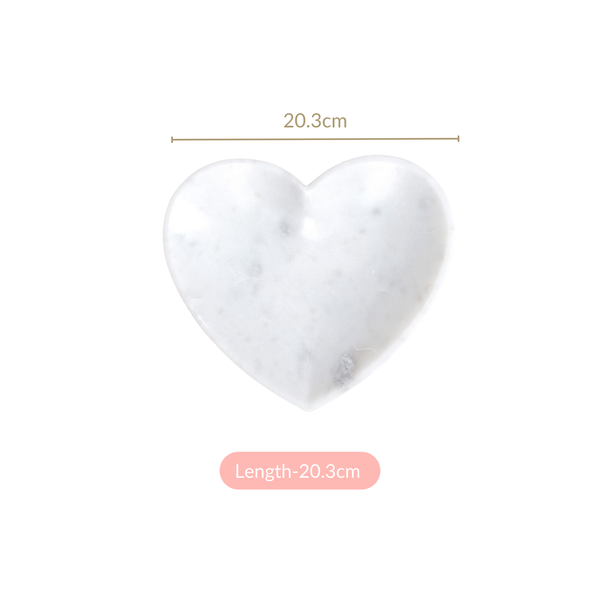 Big Heart Polished Marble Stone Platter 8 Inch