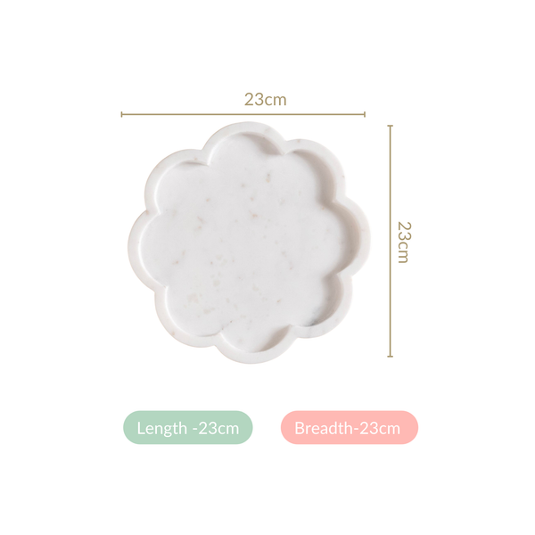 Sustainable Marble Stone Flower Platter 9 Inch