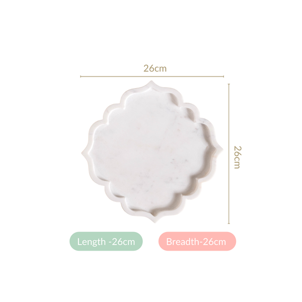 Marble Stone Platter With Mehrab Design 10 Inch