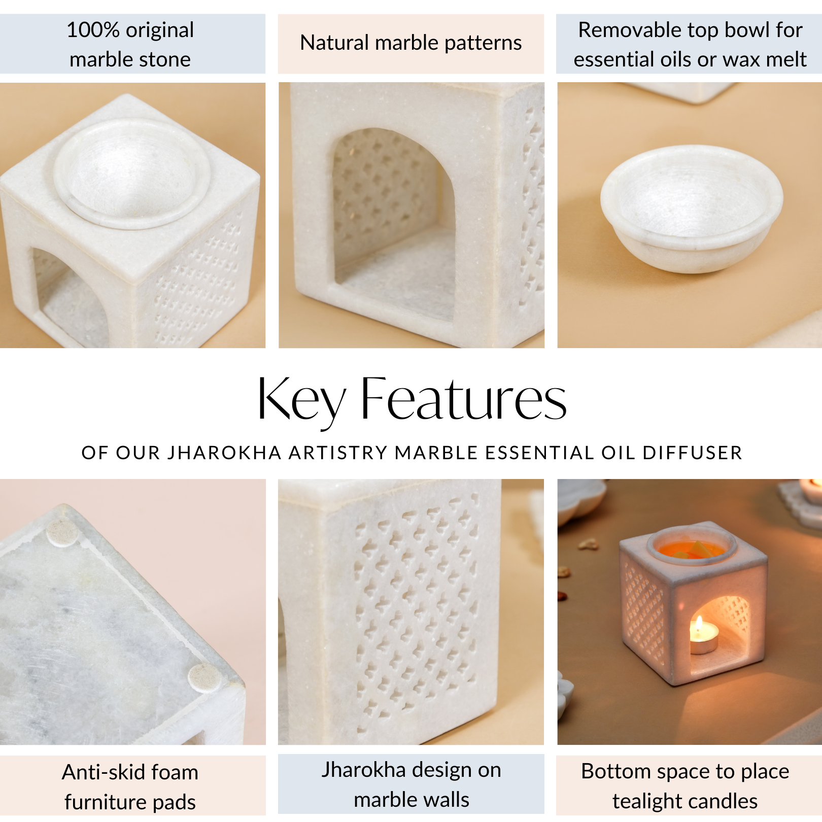 Jharokha Artistry Marble Essential Oil Diffuser Online - Premium ...