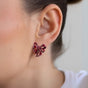 Maroon Bow Drop Earrings