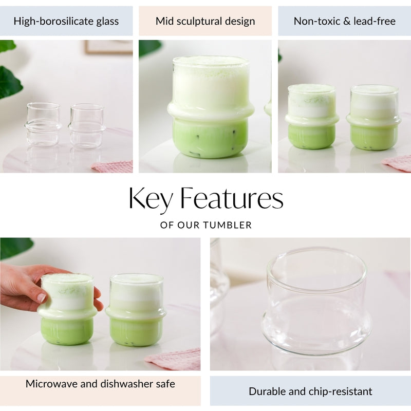 Matcha Glass Tumbler Set Of 2 300ml