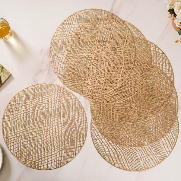 Round Designer Table Mat Gold Set Of 6 Online - Premium Table Mat ...