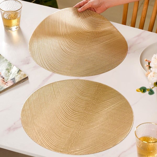 Gold Waterproof Table Mat Set Of 6 Online - Premium Table Mat | Nestasia